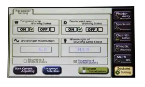 Spectrophotometer-setting